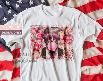President Donald Trump Pink Bubble Gum on Floral Leopard Print – Bold and Humorous Sublimation PNG Design