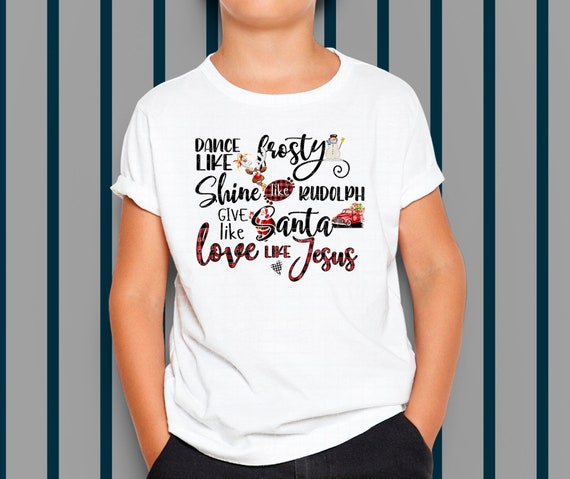 Women's Christmas Plaid Sleeve Top | 'Dance Frosty, Shine Rudolph' Saying | Long Sleeve Tee | Red Holiday Shirt