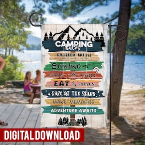 Camping Flag Sublimation Design, Camping Rules Flag sublimation DIGITAL DOWNLOAD, Sublimation Template, Our Happy Place