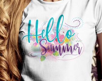 Hello summer sublimation design Summer flower sublimation, Digital Png File, T-shirt Sublimation Design Clip Art, INSTANT DOWNLOAD,