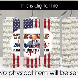 Trump 2024 Tumbler wrap, Trump Tumbler wrap, Tumbler Sublimation, Digital Download, Skinny straight Tumbler PNG, 20oz Tumbler Template
