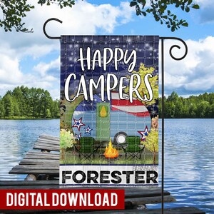 Happy Campers Camping Flag Sublimation Design American flag Campsite Flag sublimation DIGITAL DOWNLOAD, Sublimation Template