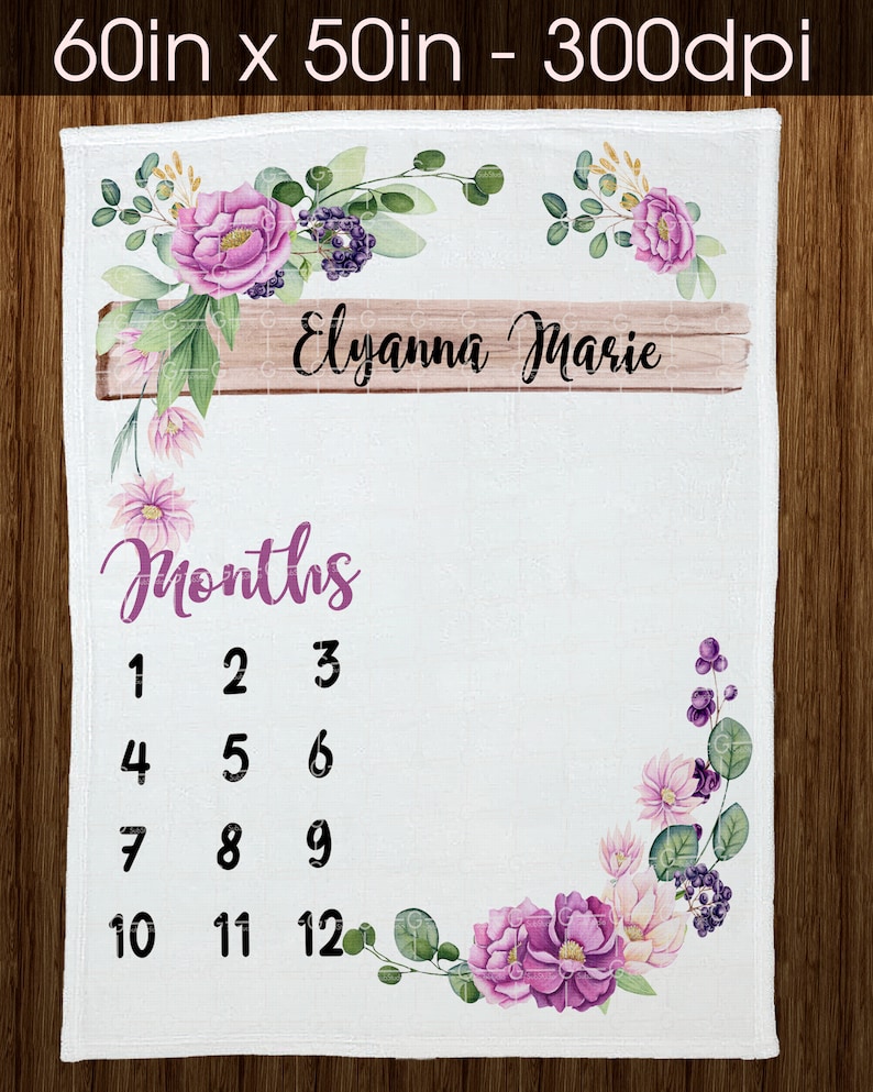 Baby Milestone Blanket Digital Design for Sublimation DTG Etsy