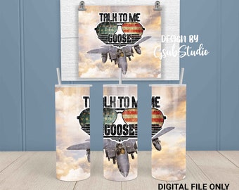 Talk to me Goose 20oz Skinny Tumbler Patriotic Sunglasses Sublimation Designs, USA Flag Tumbler Straight-Warped PNG Instant Download