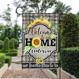 Welcome to our home Garden flag Sunflower sublimation design Flag Design, Sublimation Designs, Digital Art, PNG, Garden Flag, welcome flag