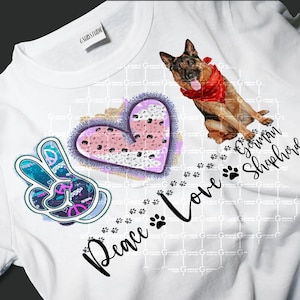 German shepherd Sublimation design downloads,  Digital Download, Peace love German shepherd, German shepherd dtg print, sublimation designs