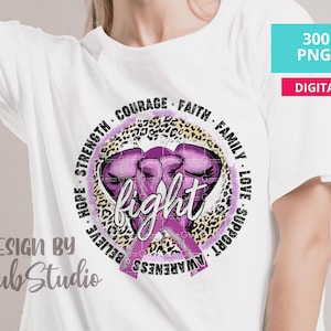 Fight Cancer PNG | Sublimation design | cancer awareness | Cancer awareness shirt | purple ribbon png | Leopard print