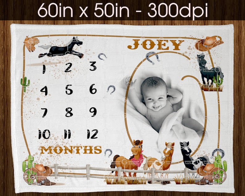 Western Baby Milestone Blanket Digital Design for Sublimation Etsy