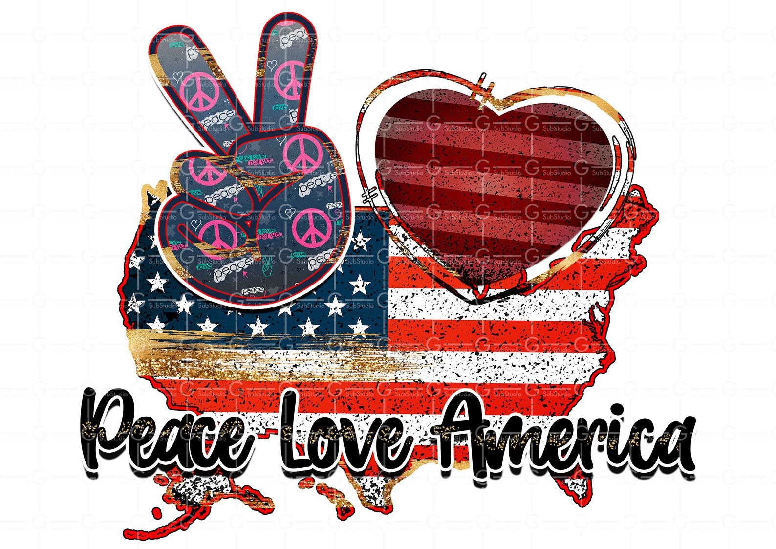Peace Love America Png America Png American Flag Png - Etsy