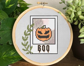Boo! Polaroid Halloween Cross Stitch Pattern