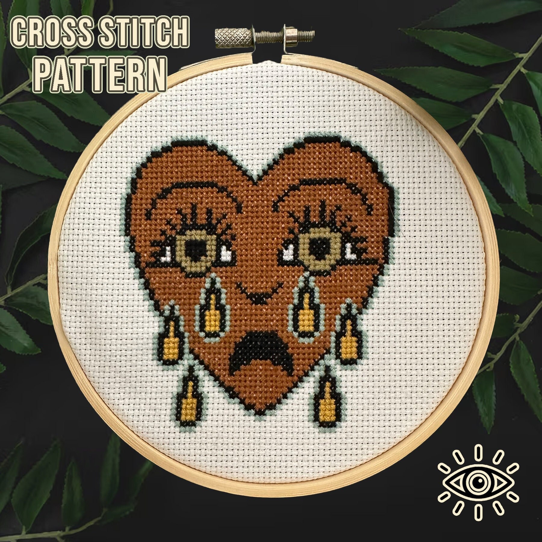 Crying Heart - Cross Stitch Pattern - American Traditional Tattoo - PDF ...