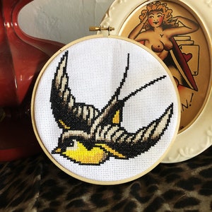 Swallow Bird Cross Stitch Pattern - Amerikanisches Traditionelles Tattoo
