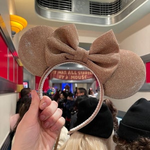 Gold Minnie Mouse Ears Glitter Headband Disney Park Adult Mickey Ears Disney Trip Outfit For Her Sparkle