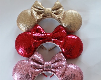 Minnie Mouse Ears Sequin Mickey Ears Classic Disney Park Ear Inspired Headband Disneyland Disney World