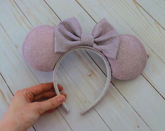 Pink Minnie Ears Glitter Headband Disney Park Shimmer Mickey Ears Disney Trip Outfit For Her Sparkle Pretty Simple Ears