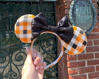 Halloween Minnie Ears Disney Halloween Plaid Print Ears Oogie Boogie Bash Disneyland Halloween Disney World Holiday