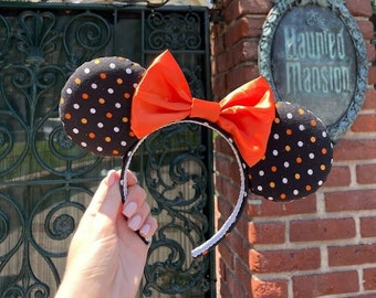 Halloween Minnie Ears Disney Halloween Polka Dot Print Ears Oogie Boogie Bash Disneyland Halloween Disney World Holiday