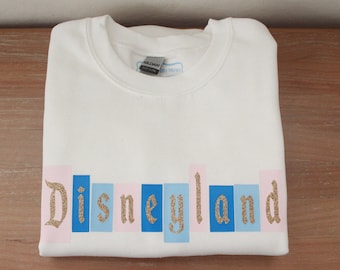 Classic Disneyland Marquee Sign Sweatshirt w/ Gold | Sleeping Beauty Castle Colors | Disney Jacket | Disney Outfit | Cute Disney Crewneck