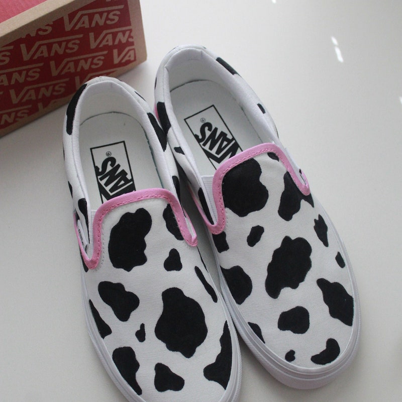 cow print vans slip on