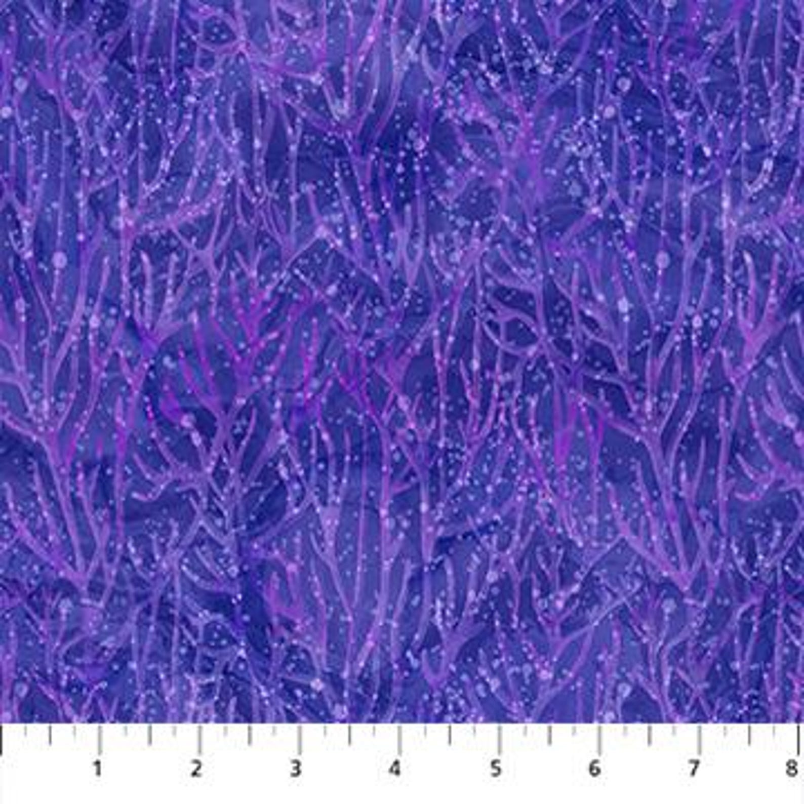 Coral Reef Texture in Purple Colors Digital Cotton Fabric, by the Yard ...