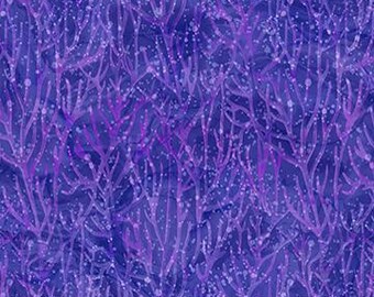 Coral Reef Texture in Purple Colors Digital Cotton Fabric, By the Yard, Half Yard & Fat Quarters, 42"W. Coral Reef by Northcott