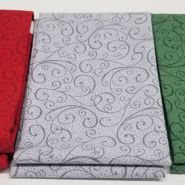Christmas Swirl Blender in Red, Green and Gray, Fat Quarters, Half Yards & By the Yard Holiday Spirit by Jan Shade Beach for Henry Glass