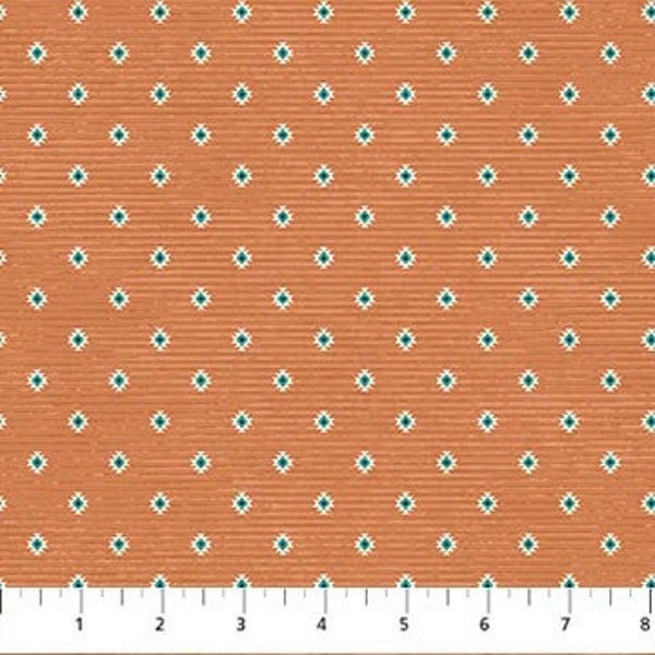 Southwest Navajo Mini Rust or Teal Design By the Yard, Half Yards, Fat Quarters, Cotton Fabric Southwest Vista by Northcott