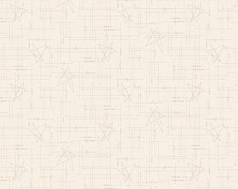 Stitched Star Texture & Hatching on Cream Cotton Fabric Yard Half Yard Fat Quarters 3071 Linen Closet by Janet Rae Nesbitt for Henry Glass