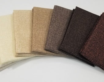 7 Colors Linen Look Blender in Butter, Natural, Tan, Mocha, Cinnamon and Cocoa Brown, Fat Quarters 18x 21 Ea. Linen-Esque by Benartex