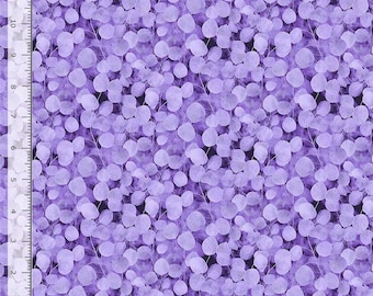 Leaves/Petals Lavender/Light Blue/Purple/Yellow, Yards, Half Yards, Fat Quarters Digital Cotton Fabric Mystic Meadow by Timeless Treasures