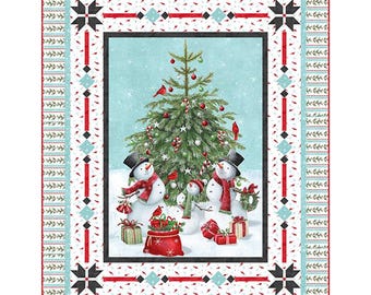 Jolly Gathering kerst schootquiltkit afgewerkt 52"b x 64" l Achterkant niet inbegrepen Katoenstof Holly Jolly van Northcott