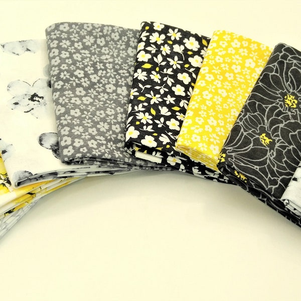Black and Yellow Floral Fabric Etsy