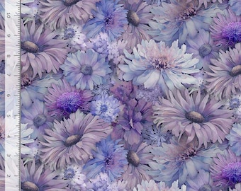 Wildflower Thistles Blue/Purple, Yards, Half Yards, Fat Quarters Digital Cotton Fabric Mystic Meadow by Timeless Treasures
