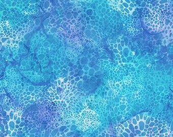 Bubble Texture in Blue or Turquoise Colors Digital Cotton Fabric, By the Yard, Half Yard & Fat Quarters, 42"W. Coral Reef by Northcott