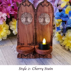 Tree of Life- Yggdrasil- World Tree- Rustic look Wall mount Tea light candle holder / sconce. Gothic Pagan, Druid Fantasy Candle holder pair