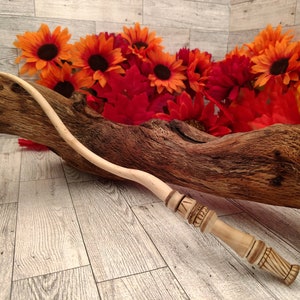 Unique "The HORN" Ritual wand! - Poplar and Pine SHORT wand. Druid Pagan  Witch Wizard ritual magic wand. 13"