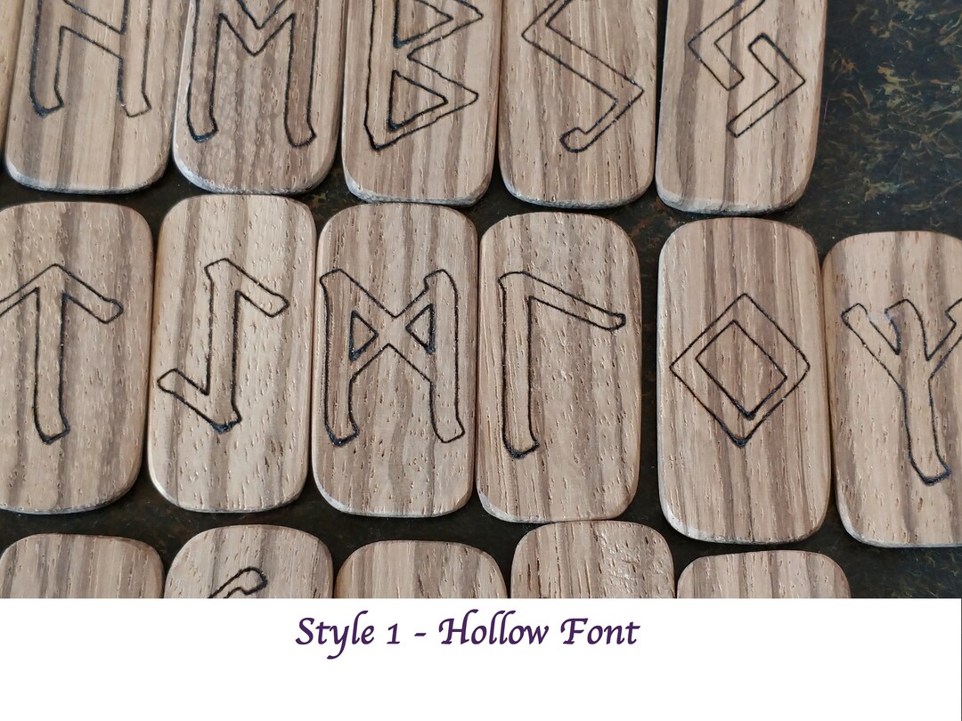 Wizards Runes Mythological Unique Elder Futhark Rune Set. Zebra Wood. Beautiful Wooden Druid Pagan ...