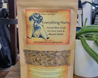 Everything Hurts Herbal Bath Soak | Relaxing Bath Tea | Eucalyptus Lavender Soak | Self Care Bath | Tension Relief Soak