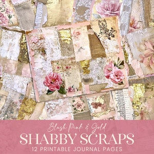 Muster Journal Journal Seiten, Shabby Chic Scrapbook Papiere, Französisch Land Floral druckbare zerrissene Scraps Collage Hintergründe