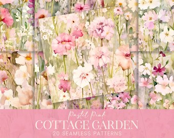Padrões florais rosa pastel sem costura, papéis de scrapbook de flores em aquarela de blush suave, fundo de tecido de superfície imprimível de plantas de casamento