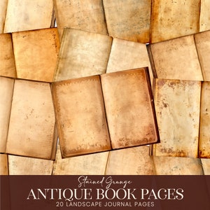 Antique Grunge Junk Journal Book Pages, Distressed Vintage Digital Printable Papers, Aged Stained Worn Parchment Scrapbook Collage Kit