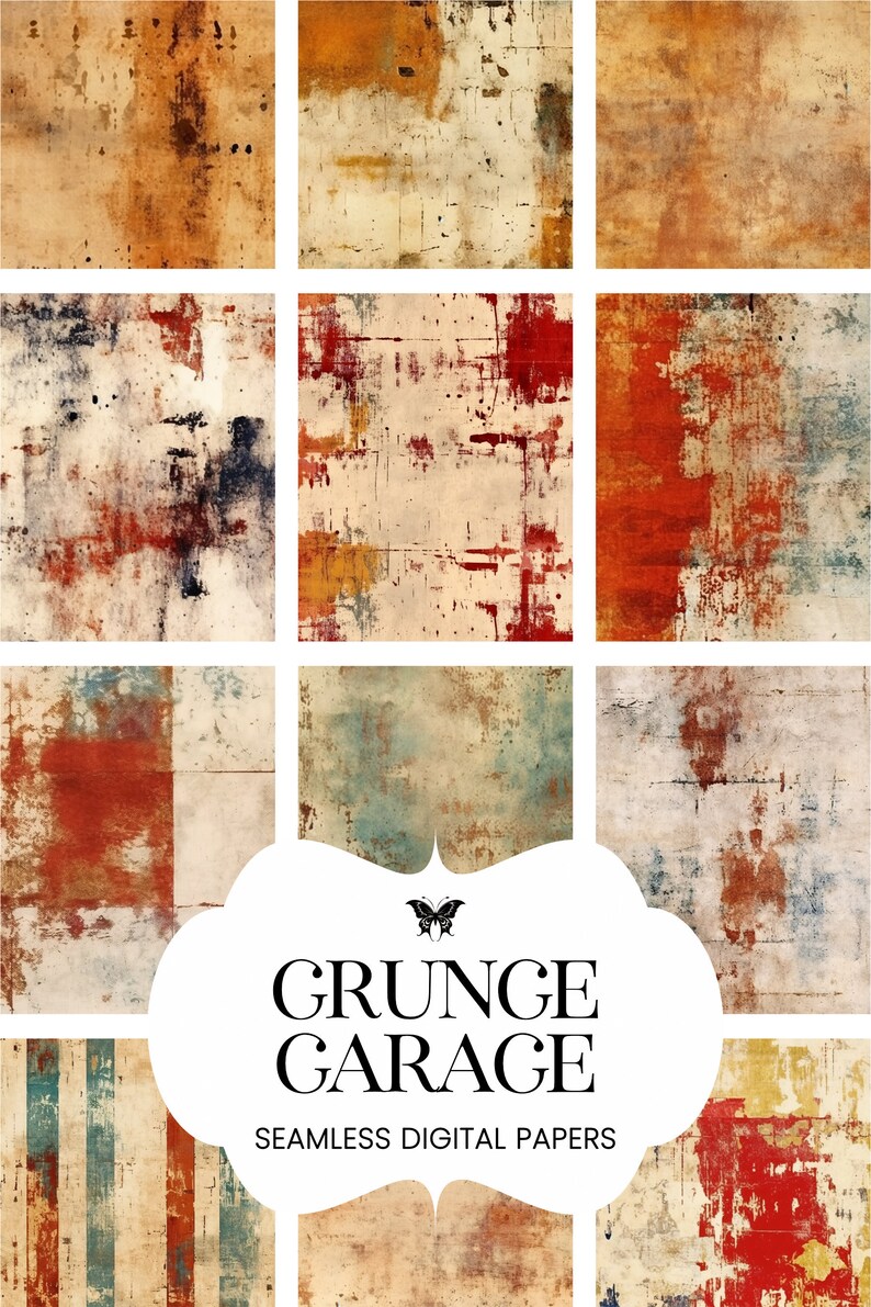Grunge Garage Seamless Patterns, Distressed Plaster Digital Papers ...