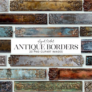 Clipart antieke randen, verouderd metalen frame, realistisch oud patina, vintage naamplaten, titelplaten barokke rococo's, tijdschriftversieringen