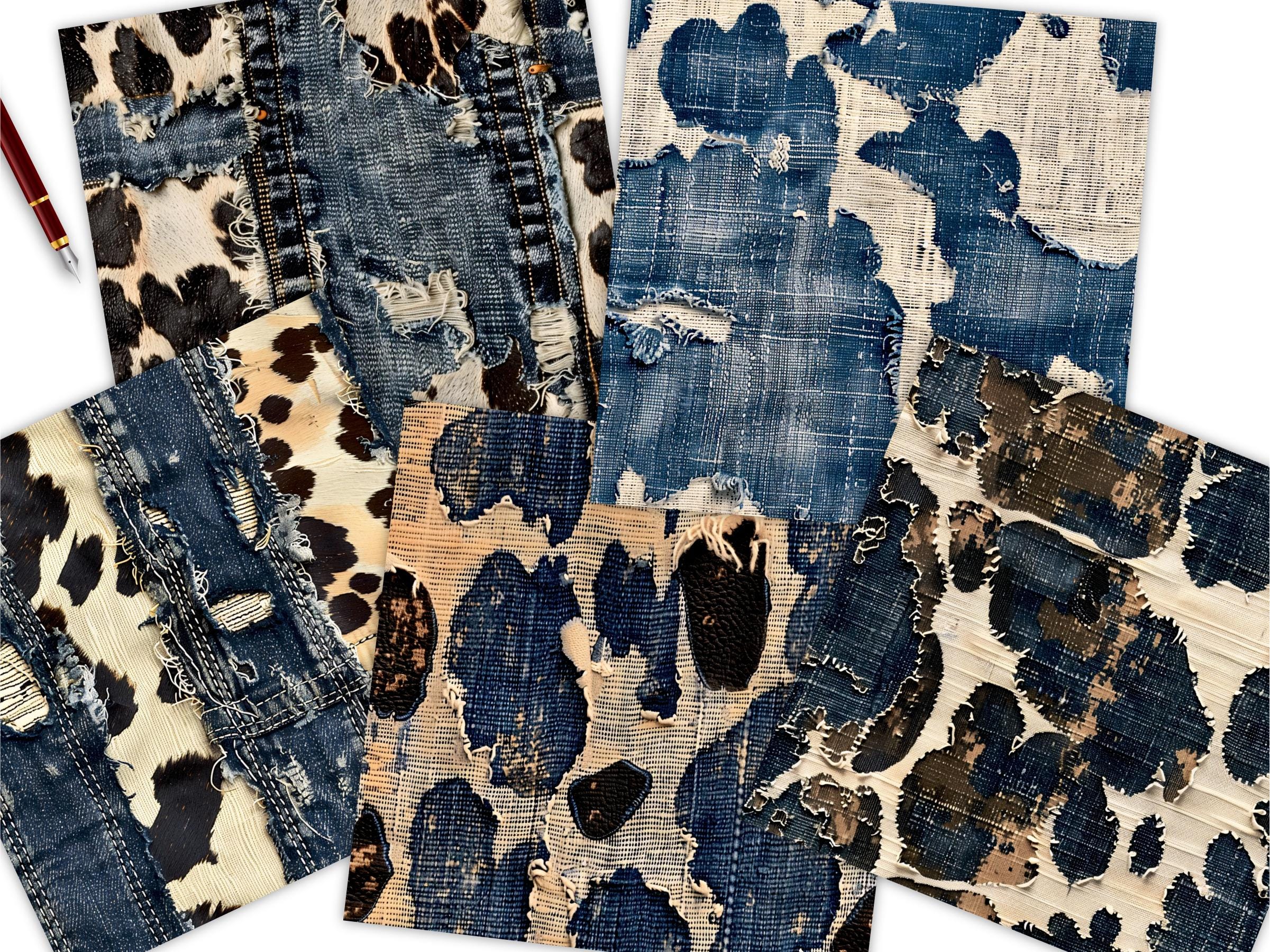 Jean Patterns R Cowhide Denim Seamless Patterns, Western Burlap Fabric Scrapbook Paper ...