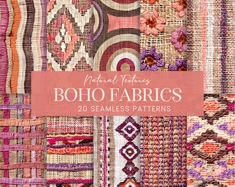 Boho Fabrics Seamless Patterns, Blush Peach Burlap Sisal Textures Printable Scrapbook Papers, Natural Rug Canvas Mixed Media Sublimation