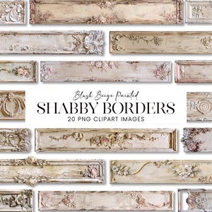Imágenes prediseñadas de bordes shabby chic beige, marcos de madera pintados con rubor, pátina antigua realista, placas con nombres antiguos, placas de título antiguas, arte de álbumes de recortes