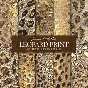 Motivi senza soluzione di continuità con stampa leopardata dorata, carta per scrapbooking con texture animali metalliche dipinte di lusso, sfondi stampabili digitali Glam Couture