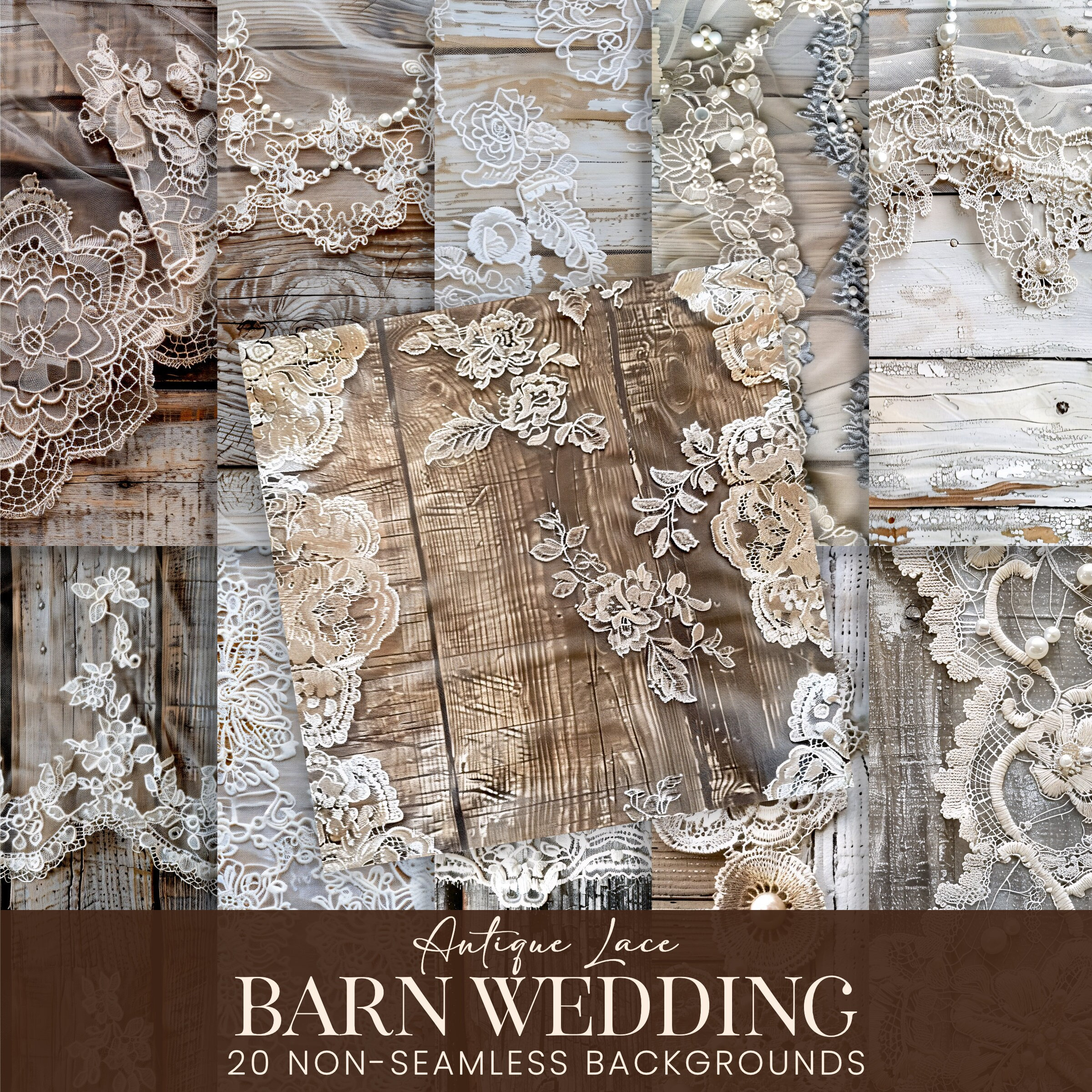 Rustic Ivory Antique Wedding Lace Wood Backgrounds, Romantic Distressed Barn Wedding ...