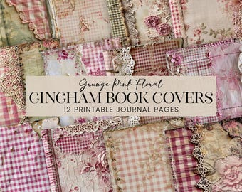 May include: Twelve printable journal pages featuring a pink and white gingham pattern with floral accents and lace trim. Grunge Pink Floral Gingham Book Covers.