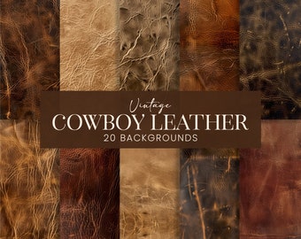 Vintage Leder Muster, Distressed Cowboy Western Texturen Scrapbook Papier, schwarz Braun Antique druckbare Collage Sublimation Hintergründe